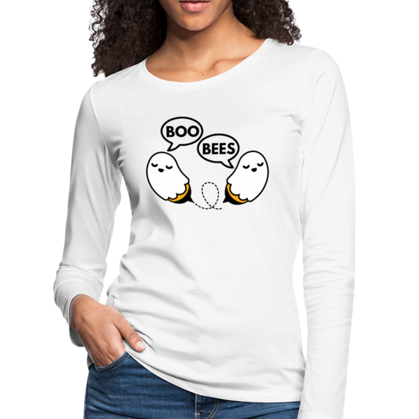 Boo Bees Funny Halloween Women's Premium Long Sleeve T-Shirt - white