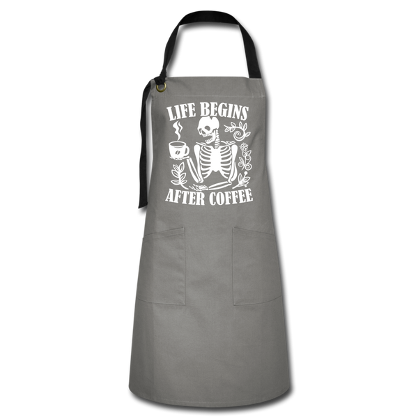 Life Begins After Coffee Artisan Apron - gray/black