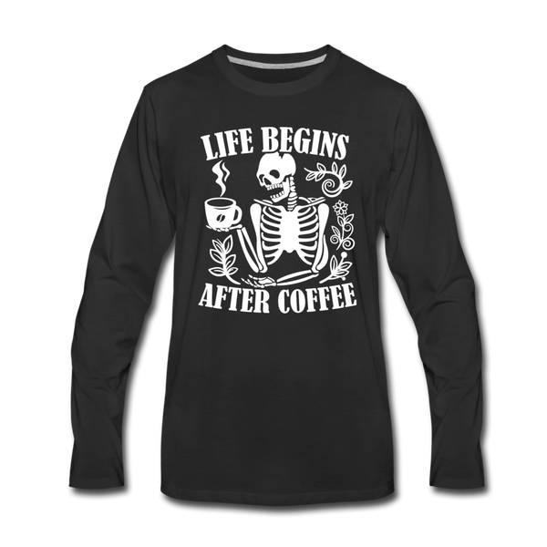 Life Begins After Coffee Men's Premium Long Sleeve T-Shirt - black