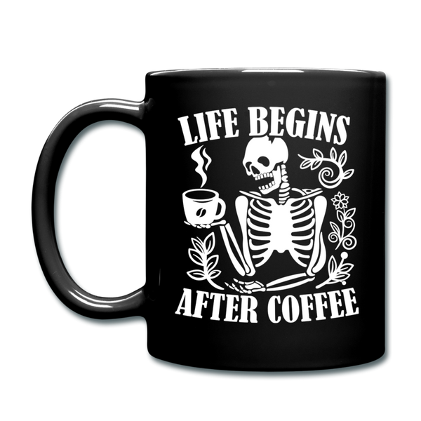 Life Begins After Coffee Full Color Mug - black