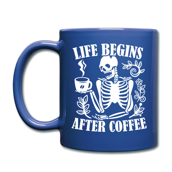Life Begins After Coffee Full Color Mug - royal blue
