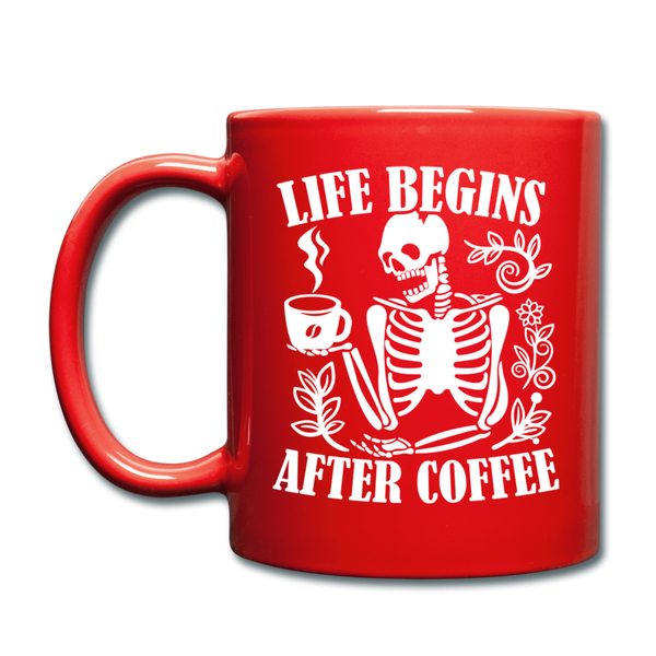 Life Begins After Coffee Full Color Mug - red