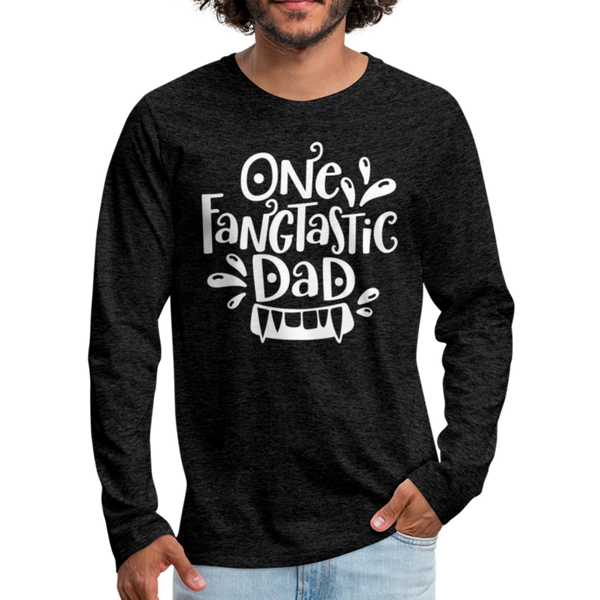 One Fangtastic Dad Halloween Men's Premium Long Sleeve T-Shirt - charcoal gray
