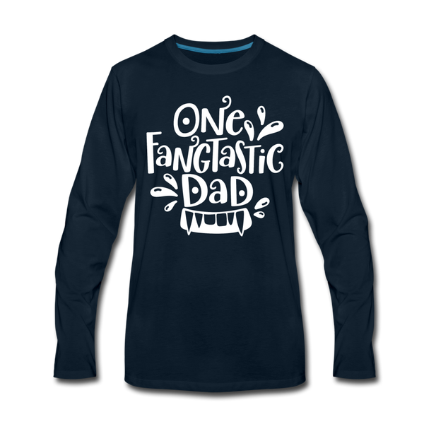 One Fangtastic Dad Halloween Men's Premium Long Sleeve T-Shirt - deep navy