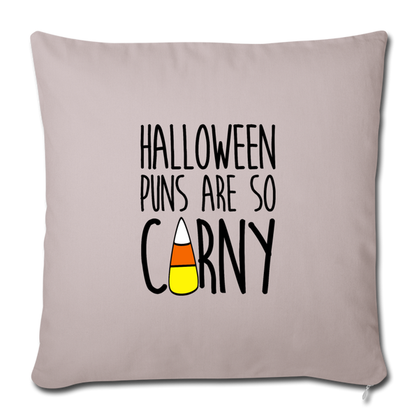 Hallween Puns are so Corny Throw Pillow Cover 18” x 18” - light taupe
