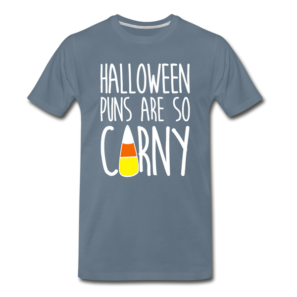 Halloween Puns are so Corny Men's Premium T-Shirt - steel blue