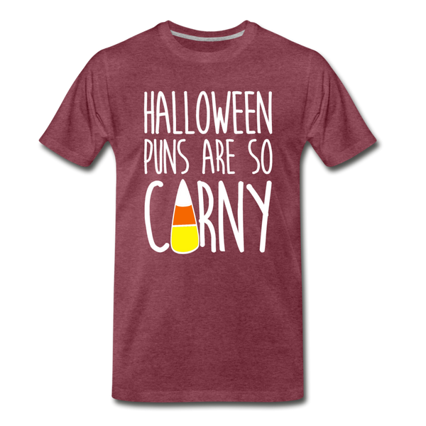Halloween Puns are so Corny Men's Premium T-Shirt - heather burgundy