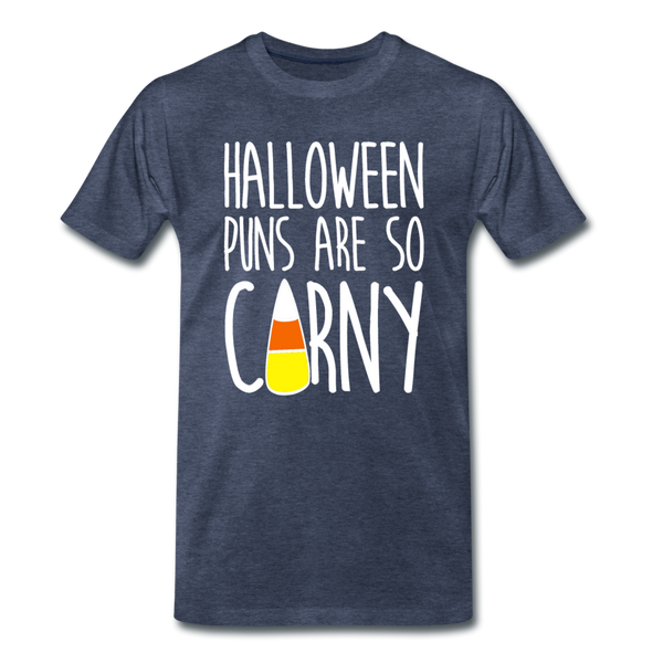 Halloween Puns are so Corny Men's Premium T-Shirt - heather blue