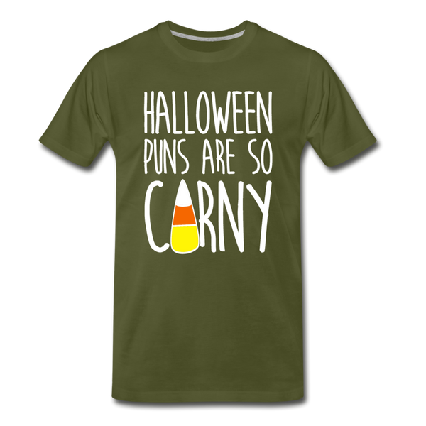 Halloween Puns are so Corny Men's Premium T-Shirt - olive green