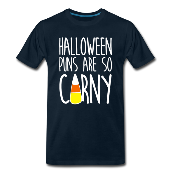 Halloween Puns are so Corny Men's Premium T-Shirt - deep navy