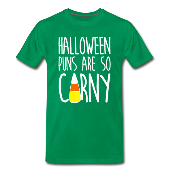 Halloween Puns are so Corny Men's Premium T-Shirt - kelly green