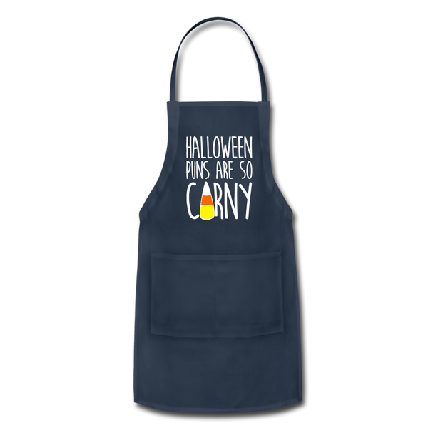 Halloween Puns are so Corny Adjustable Apron - navy
