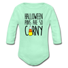 Halloween Punsa are so Corny Organic Long Sleeve Baby Bodysuit - light mint