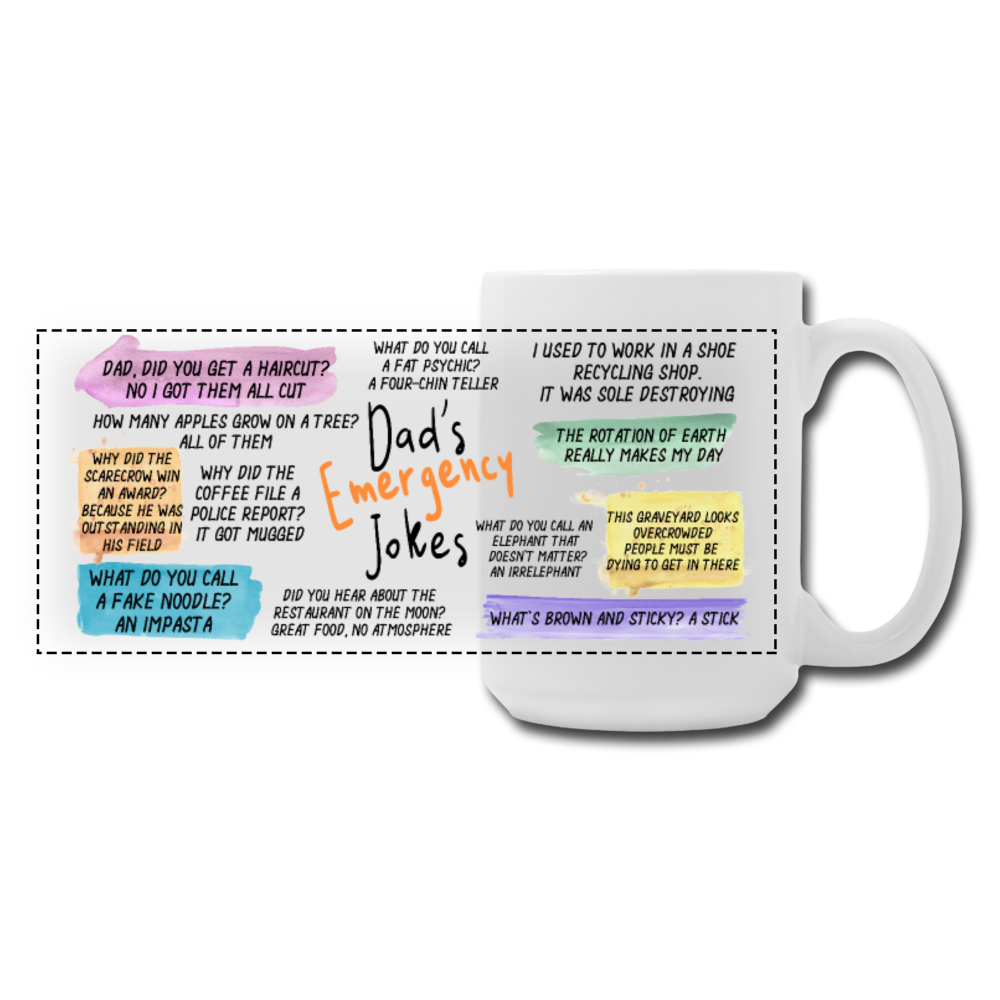 Dad's Emergency Jokes Panoramic Coffee/Tea Mug 15 oz Premium Dad