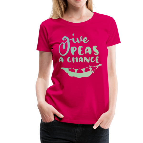 Give Peas a Chance Pun Women’s Premium T-Shirt - dark pink