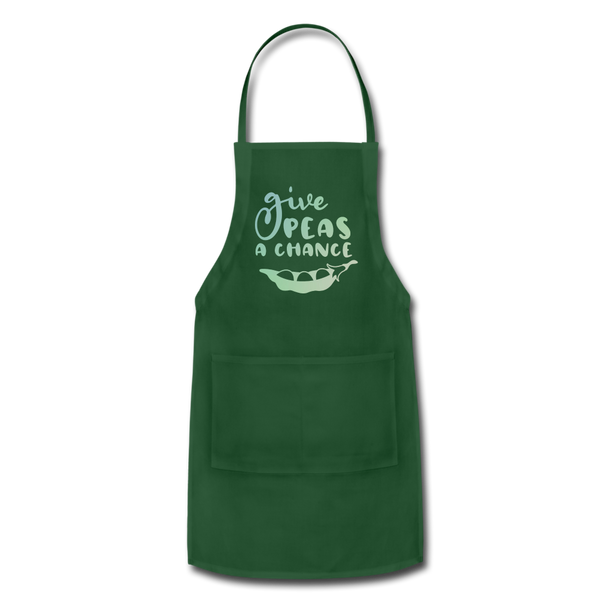 Give Peas a Chance Pun Adjustable Apron - forest green