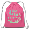 Give Peas a Chance Pun Cotton Drawstring Bag - pink