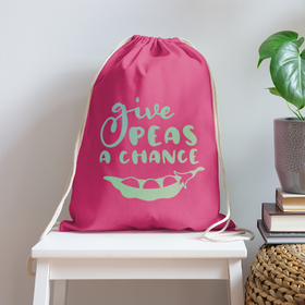 Give Peas a Chance Pun Cotton Drawstring Bag