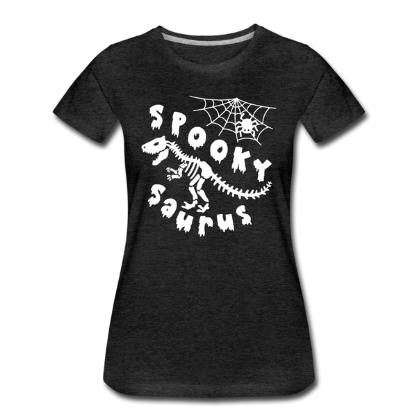 Spooky Saurus Dinosaur Halloween Women’s Premium T-Shirt - charcoal gray
