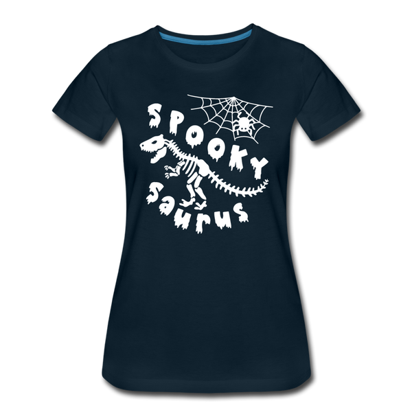 Spooky Saurus Dinosaur Halloween Women’s Premium T-Shirt - deep navy