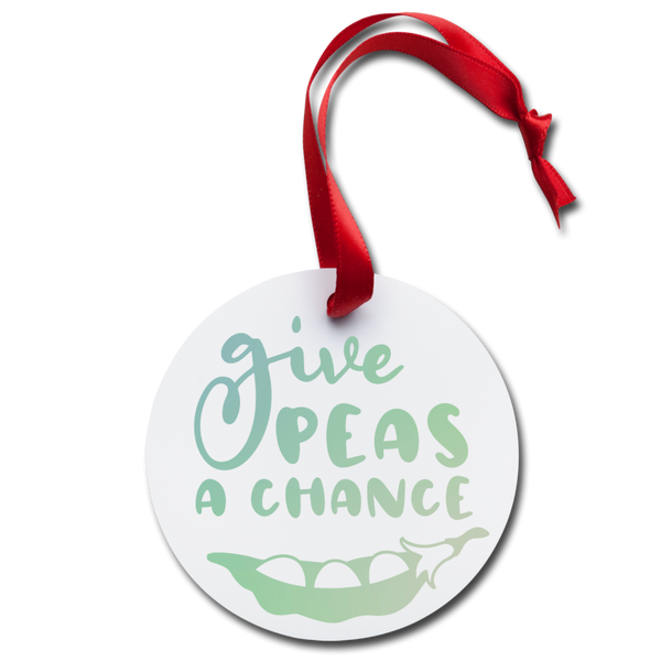 Give Peas a Chance Holiday Ornament - white