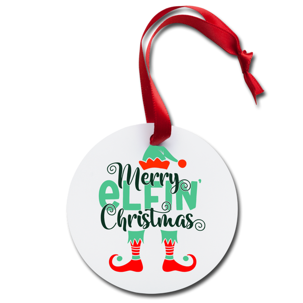 Merry Elfin Christmas! Holiday Ornament - white