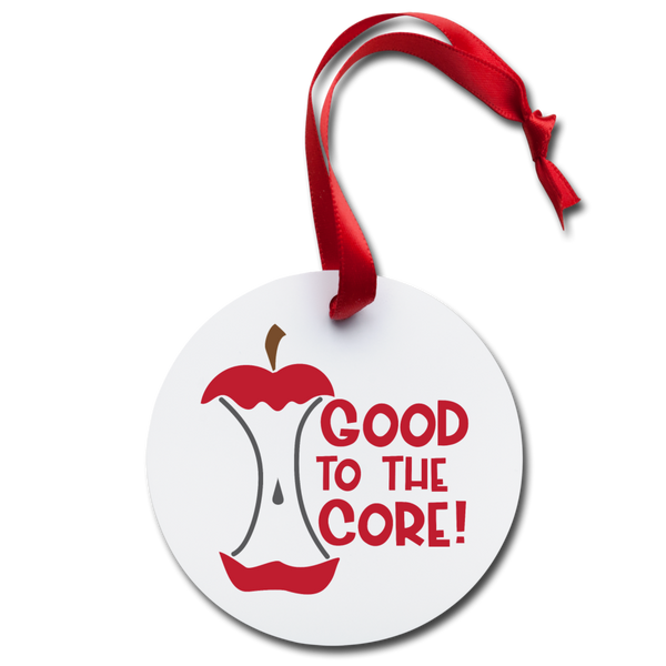 Goo to the Core Apple Pun Holiday Ornament - white
