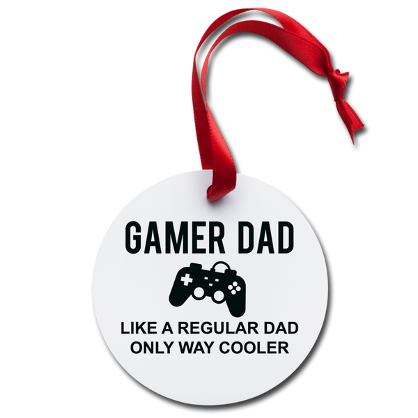 Gamer Dad Funny Holiday Ornament - white