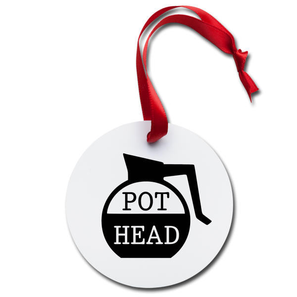 Pot Head Funny Coffee Holiday Ornament - white