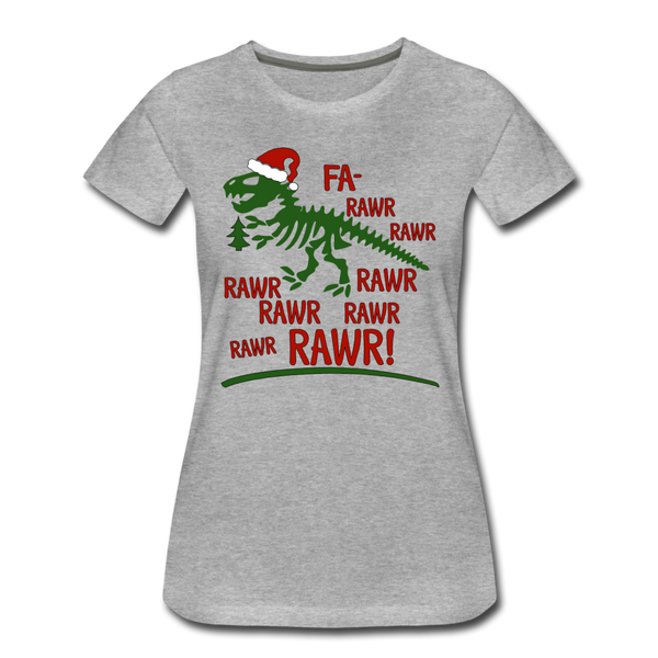 Dinosaur Fa-Rawr Rawr T-Rex in Santa Hat Christmas Women’s Premium T-Shirt - heather gray