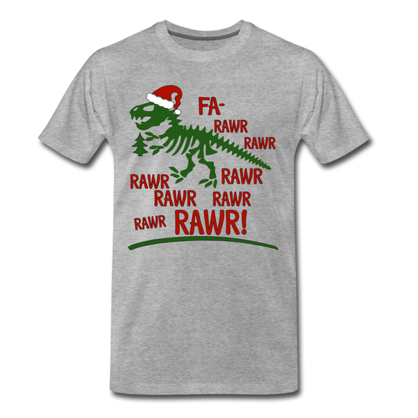Dinosaur Fa-Rawr Rawr T-Rex in Santa Hat Christmas Men's Premium T-Shirt - heather gray