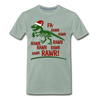 Dinosaur Fa-Rawr Rawr T-Rex in Santa Hat Christmas Men's Premium T-Shirt - steel green