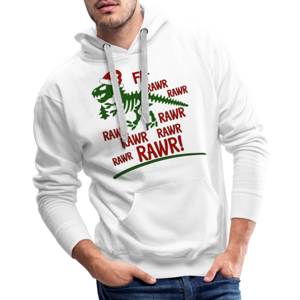 Dinosaur Fa-Rawr Rawr T-Rex in Santa Hat Christmas Men’s Premium Hoodie - white