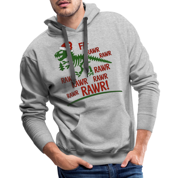 Dinosaur Fa-Rawr Rawr T-Rex in Santa Hat Christmas Men’s Premium Hoodie - heather grey