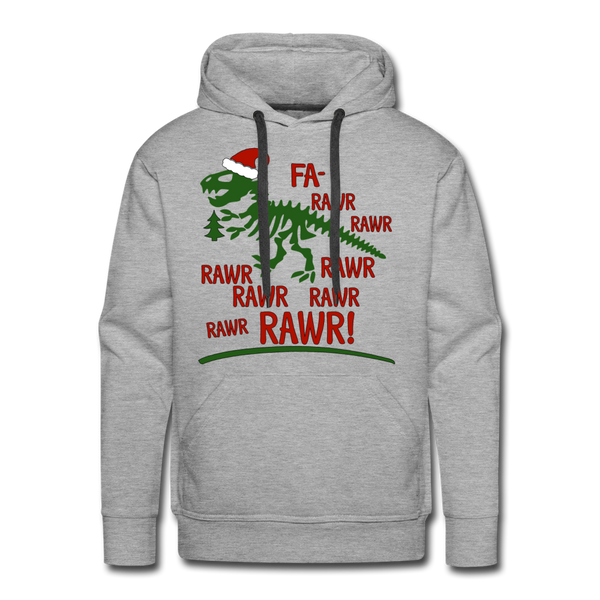 Dinosaur Fa-Rawr Rawr T-Rex in Santa Hat Christmas Men’s Premium Hoodie - heather grey