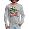 Dinosaur Fa-Rawr Rawr T-Rex in Santa Hat Christmas Men's Premium Long Sleeve T-Shirt - heather gray