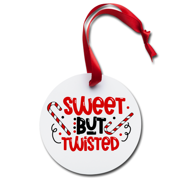 Sweet But Twisted Candy Cane Holiday Ornament - white