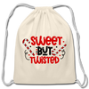 Sweet But Twisted Candy Cane Cotton Drawstring Bag - natural