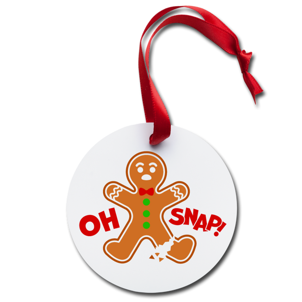 Gingerbread Man with Broken Leg Oh Snap! Holiday Ornament - white