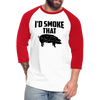 I'd Smoke That Funny BBQ Unisex Baseball T-Shirt - white/red