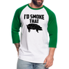 I'd Smoke That Funny BBQ Unisex Baseball T-Shirt - white/kelly green