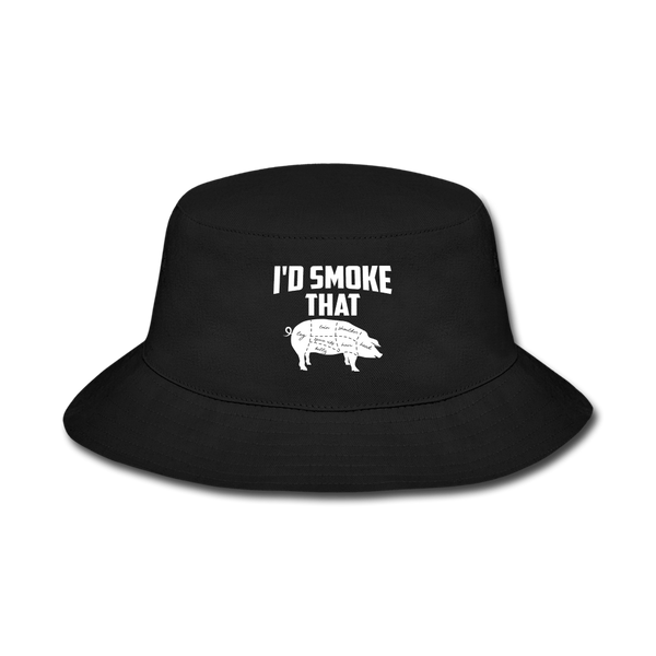 I'd Smoke That Funny BBQ Bucket Hat - black