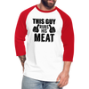 This Guy Rubs His Meat BBQ Unisex Baseball T-Shirt - white/red
