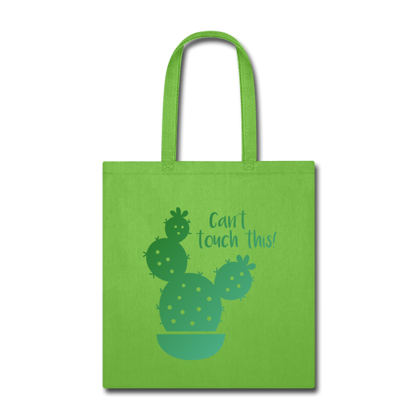 Can't Touch This! Cactus Pun Tote Bag - lime green