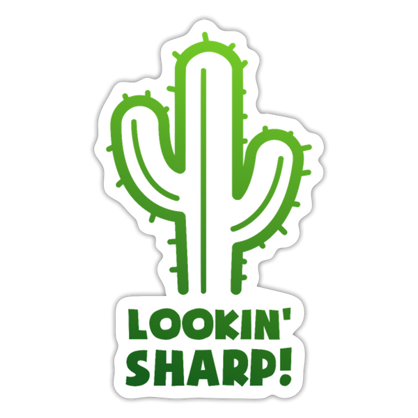 Lookin' Sharp! Cactus Pun Sticker - white matte