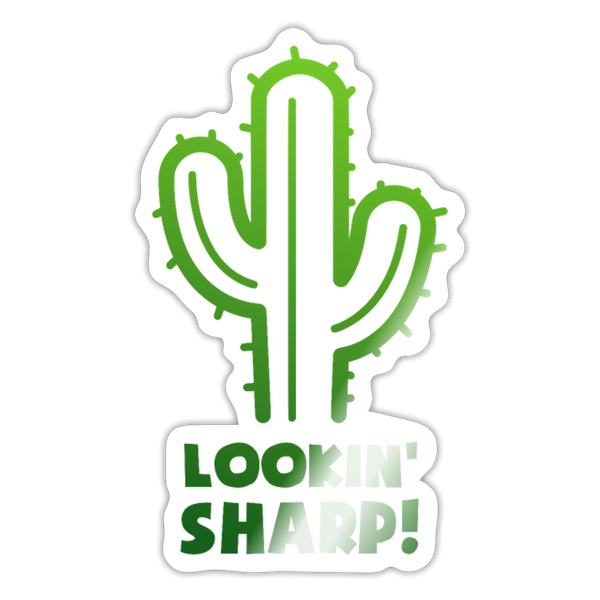 Lookin' Sharp! Cactus Pun Sticker - white glossy