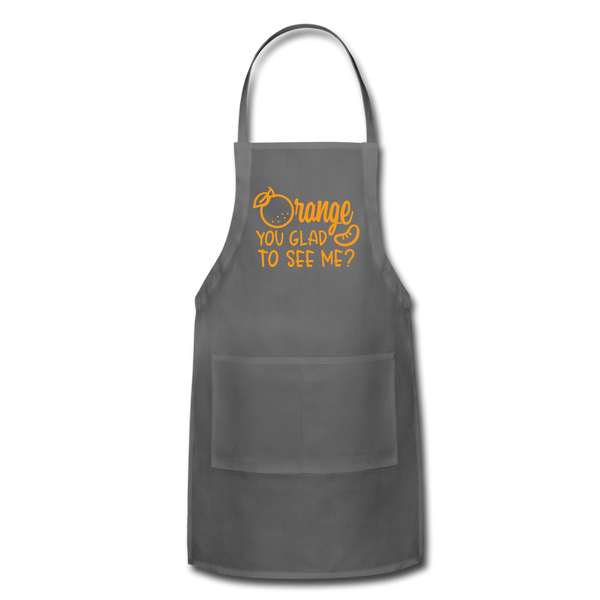 Orange You Glad to See Me? Adjustable Apron - charcoal