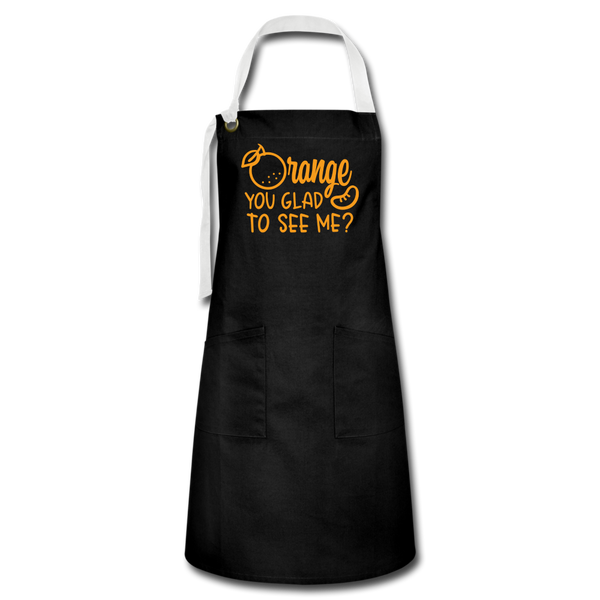 Orange You Glad to See Me? Artisan Apron - black/white