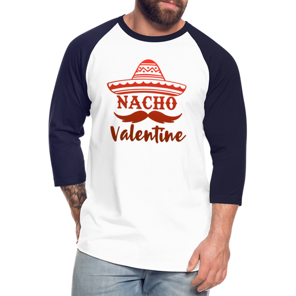 Nacho Valentine Baseball T-Shirt - white/navy