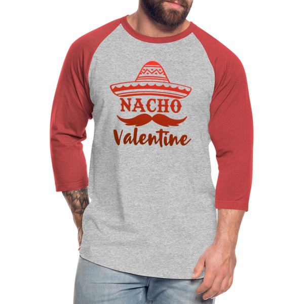 Nacho Valentine Baseball T-Shirt - heather gray/red